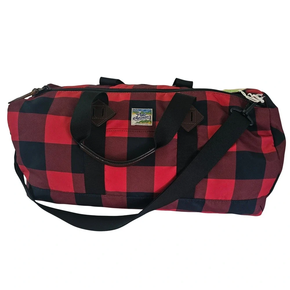 Polo Ralph Lauren‎ Buffalo Plaid Duffel Red Black Recycled REPREVE 405807135001